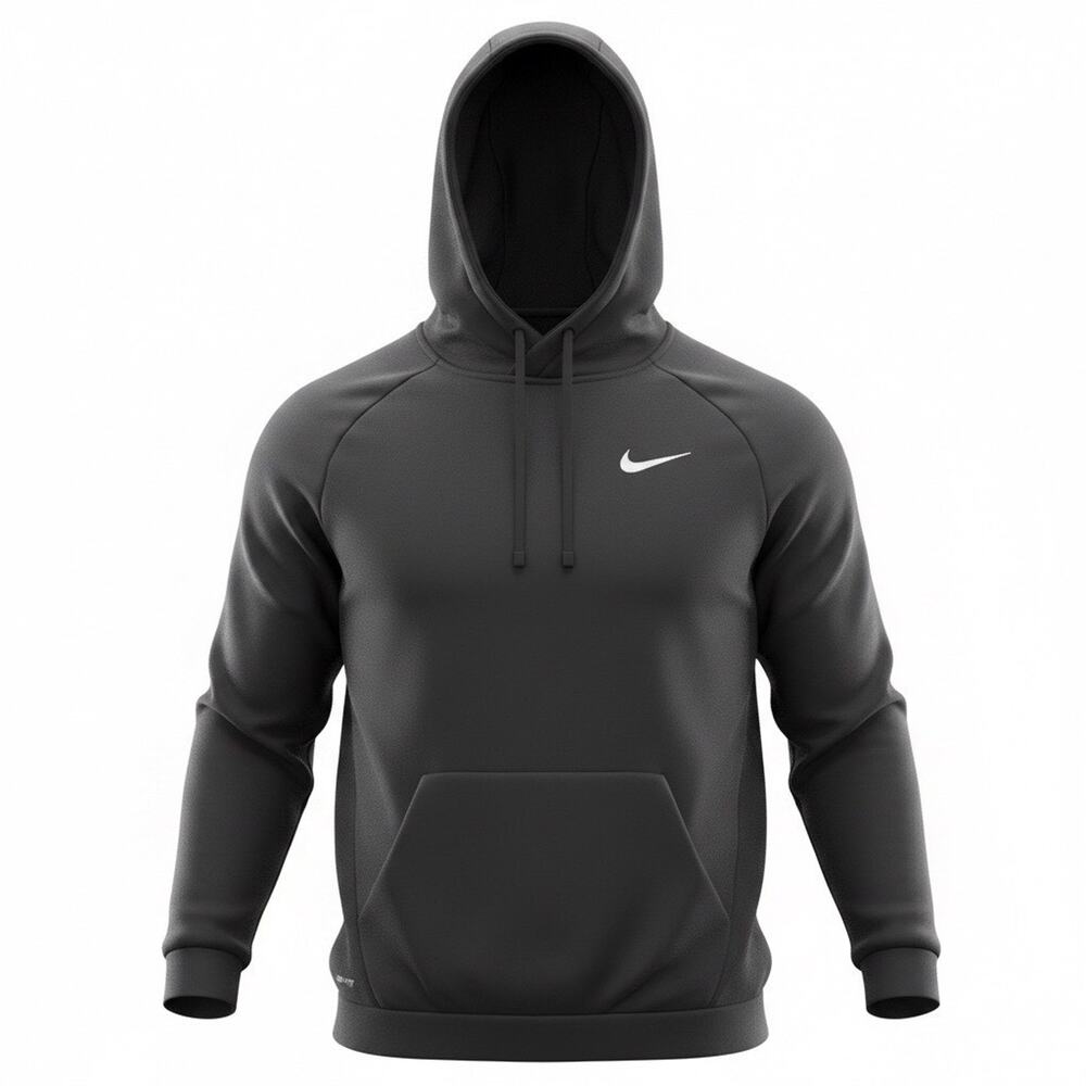 Nike Dri-FIT Hoodie Black Embroidered Swoosh Men's Size Large Pullover